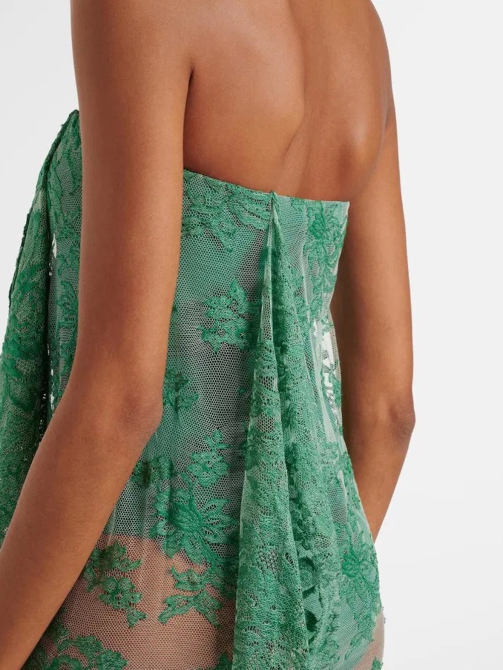 Christopher Esber Floating Lace Strapless Dress - Evergreen - Picture 5 of 12